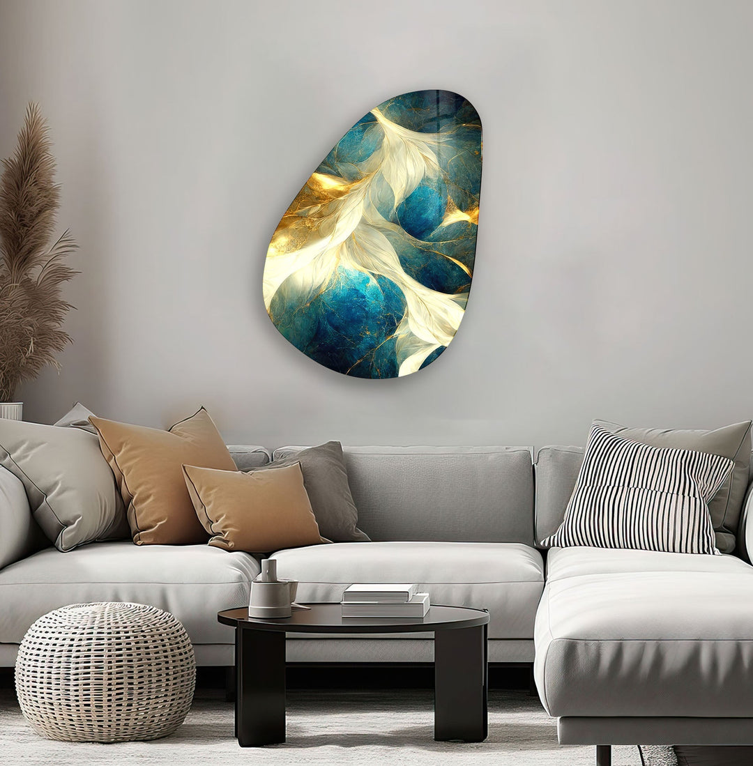 Green & Gold Marble Glass Wall Art, photo print on glass, prints on glass wall art
