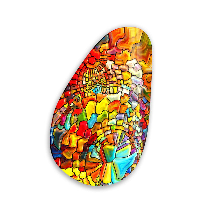 Asymmetrical Oval Colored Stained Glass Wall Art custom glass pictures, glass art prints
