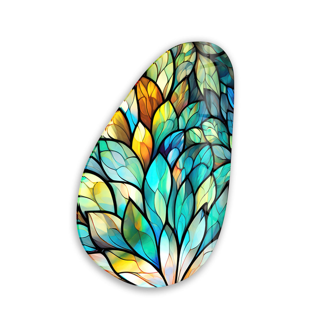 Stained Green Leaf Modern Glass Wall Art, glass image printing, glass prints from photos
