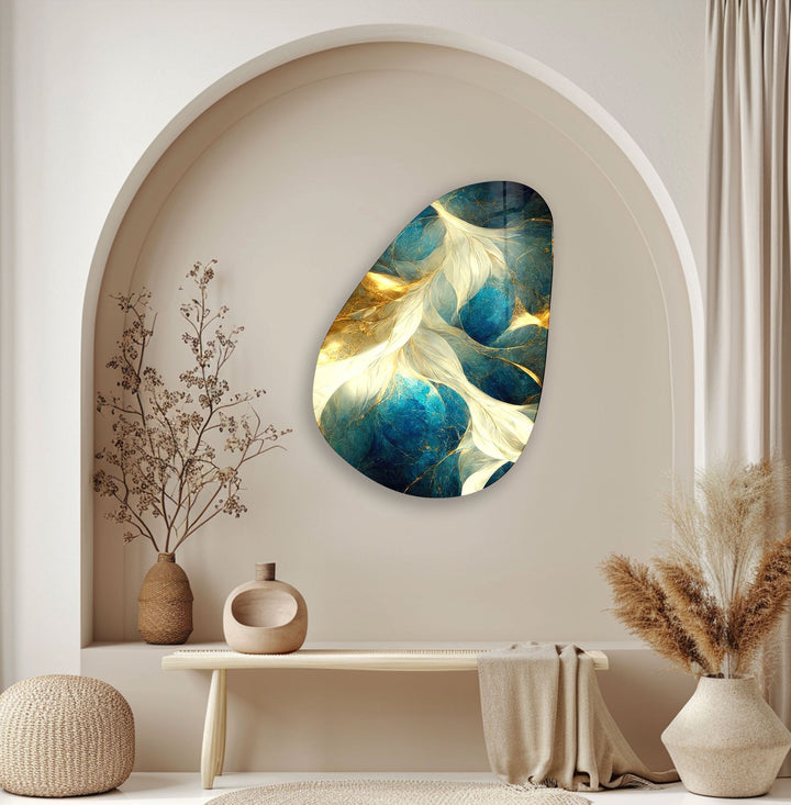 Green & Gold Marble Glass Wall Art
, print on glass, glass printed photos
