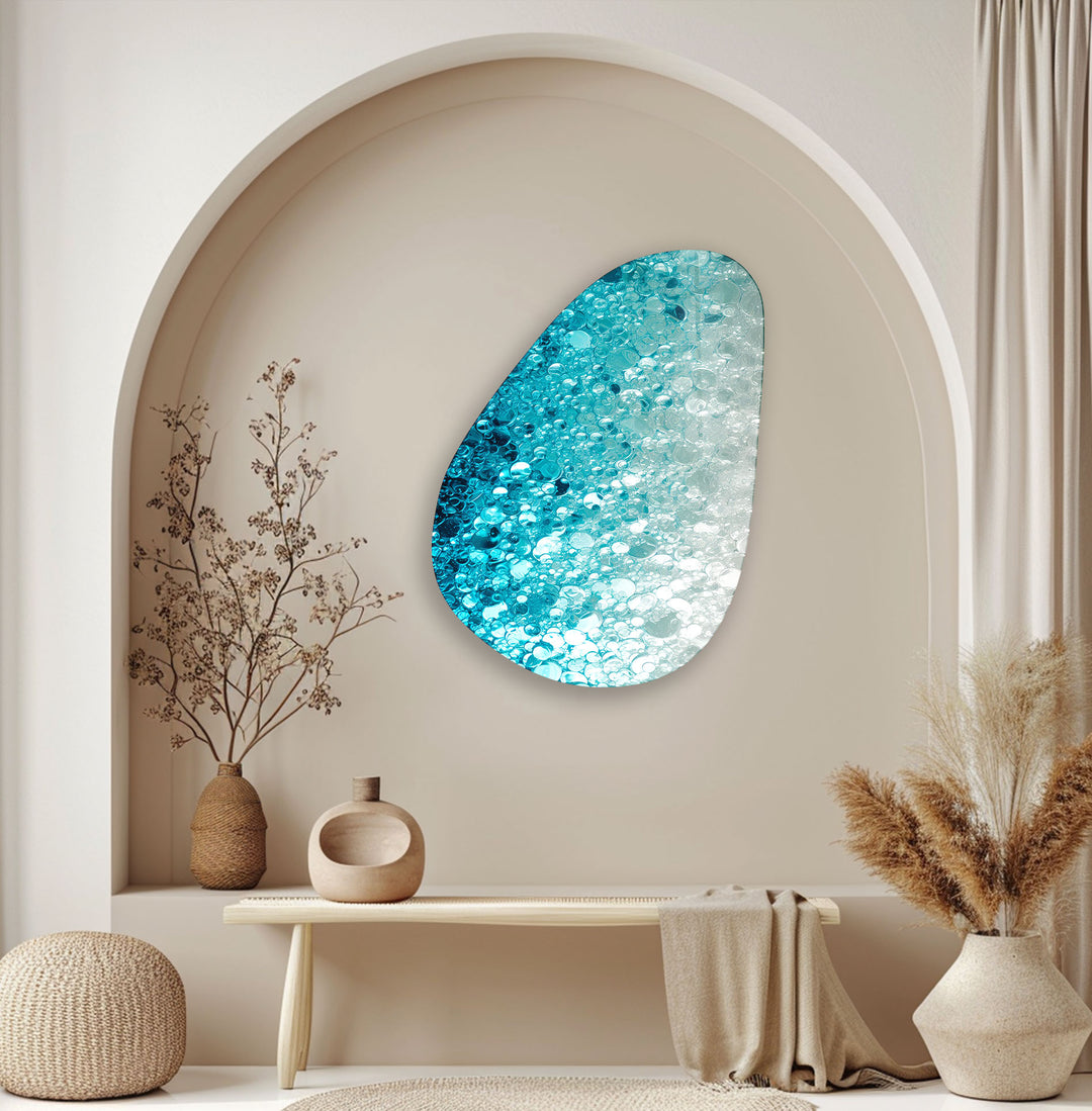 Abstract Blue Bubbles Glass Wall Art, glass pictures for Wall, glass prints wall art
