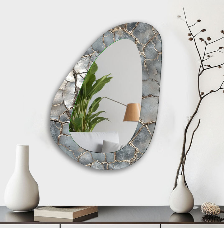 Elegant Silver Abstract Wall Mirror