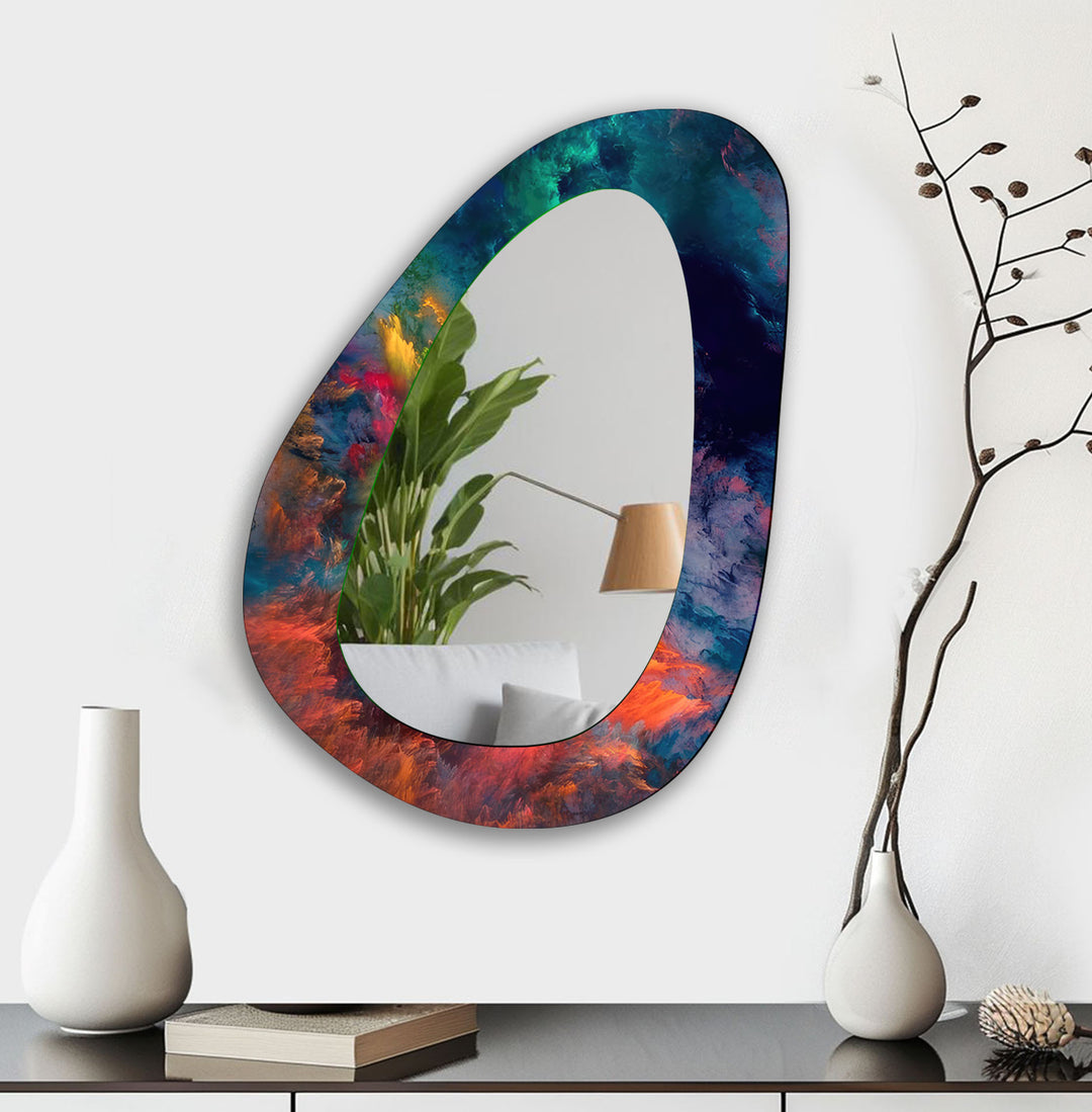 Elegant Blue Abstract Decorative Wall Mirror