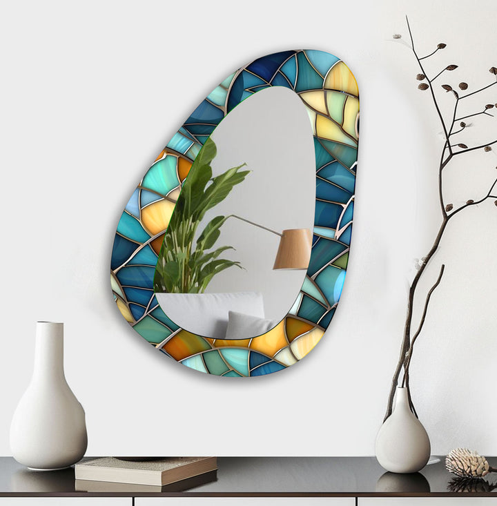 Blue Modern Wall Mirror