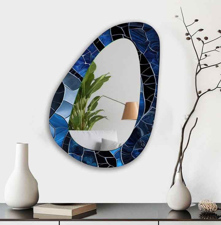 Blue & Black Mosaic Wall Mirror