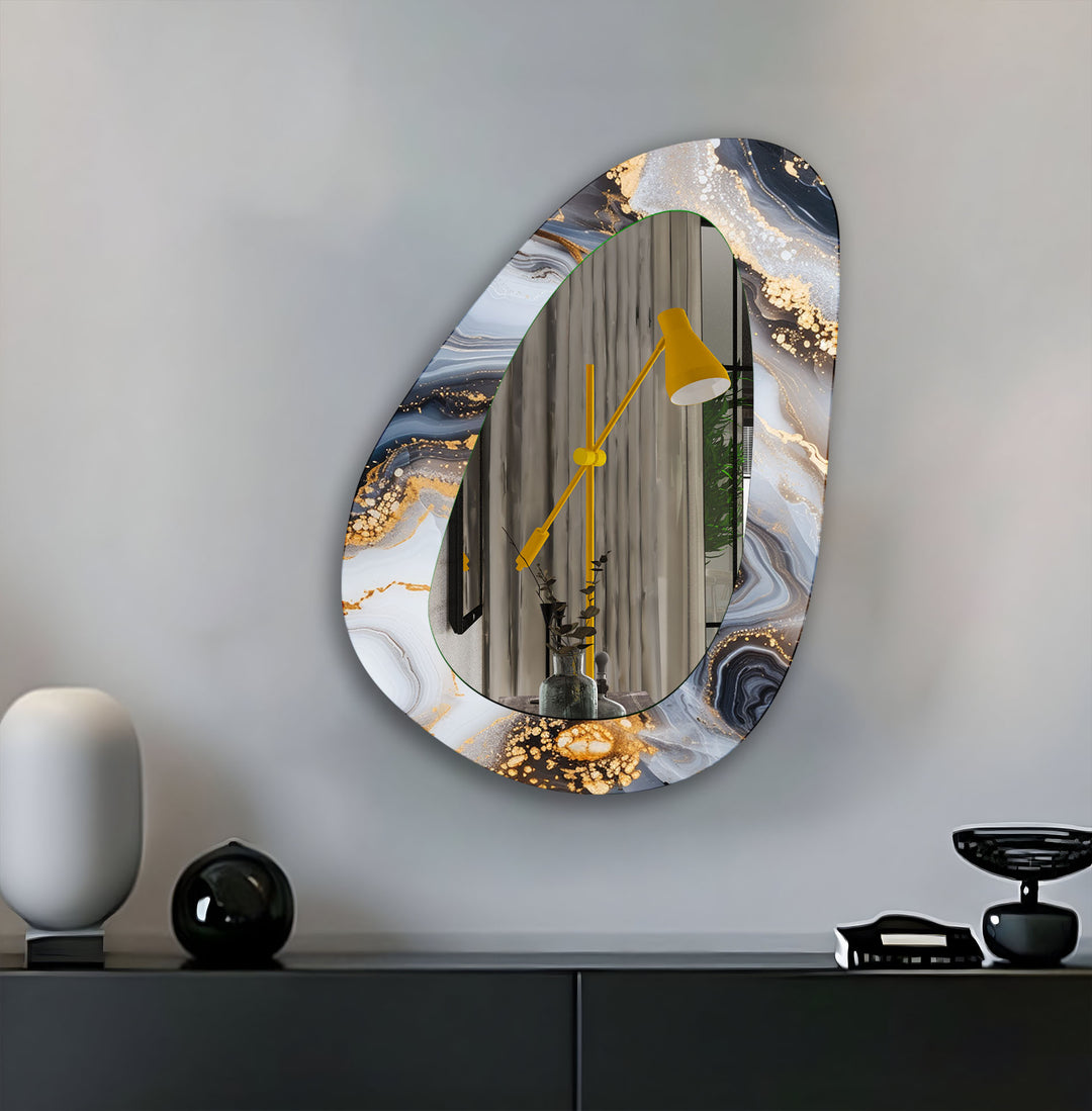 Gold Alcohol Ink Abstract Wall Mirror