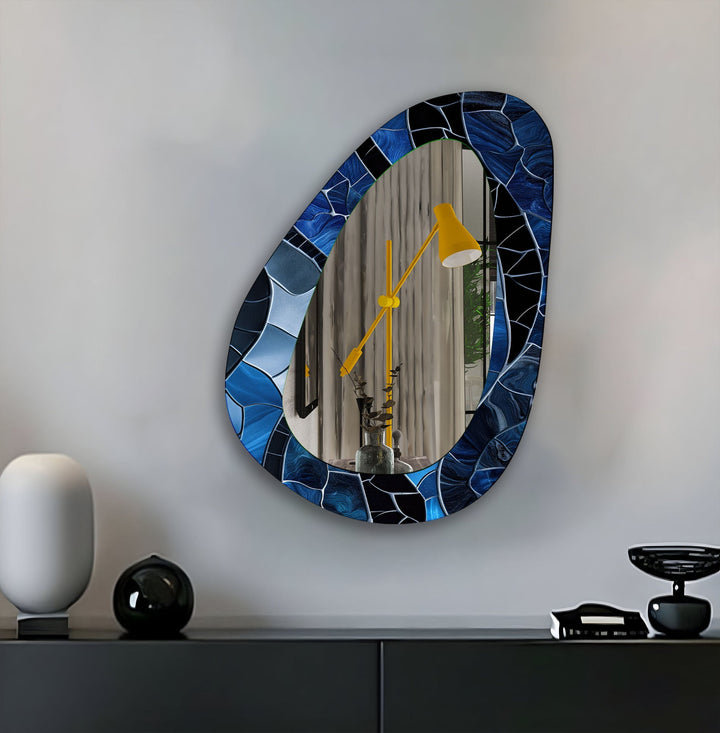 Blue & Black Mosaic Wall Mirror