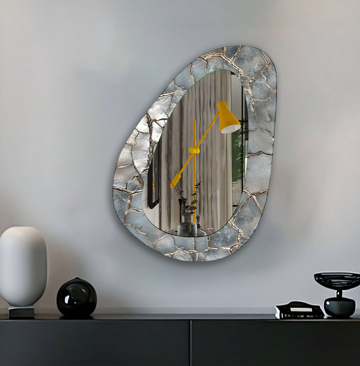 Elegant Silver Abstract Wall Mirror