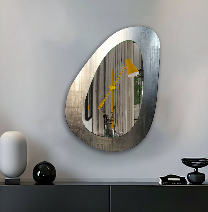 Irregular Shape Silver Modern Wall Mirror