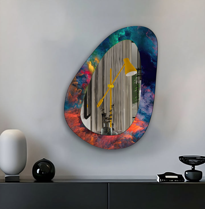 Elegant Blue Abstract Decorative Wall Mirror