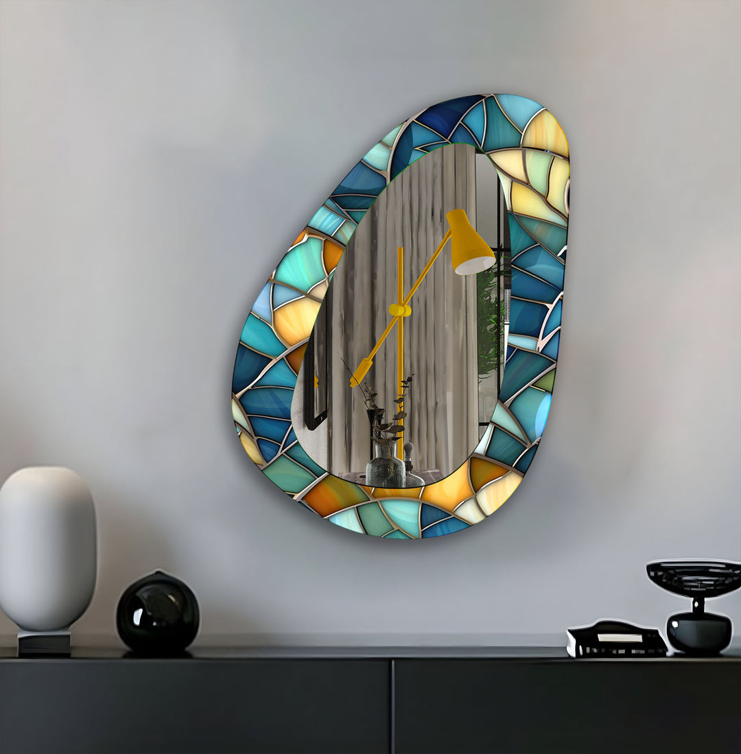 Blue Modern Wall Mirror