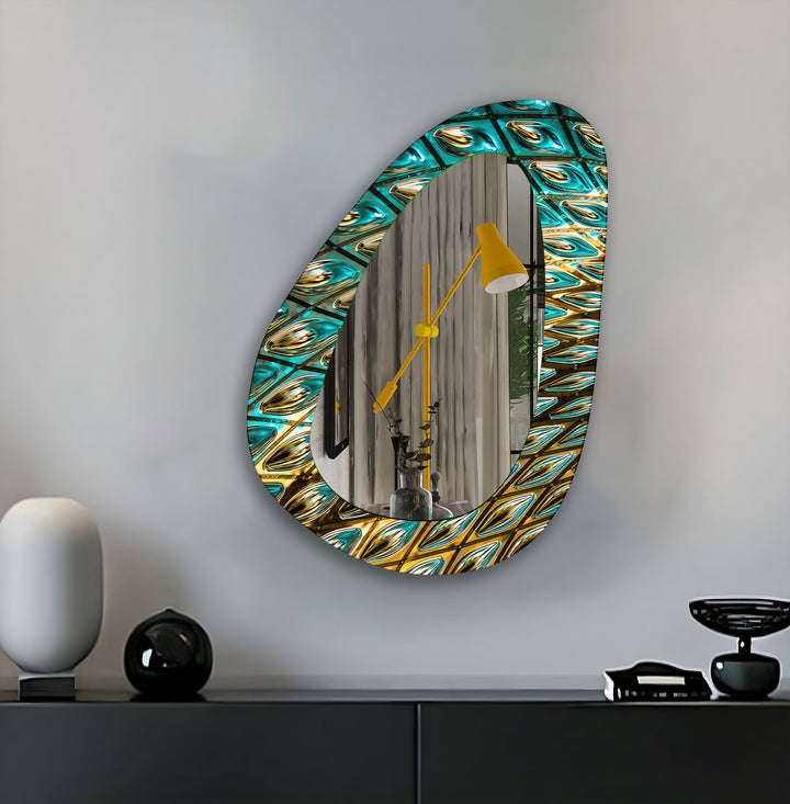 Decorative Irregular Green Stained Wall Mirror