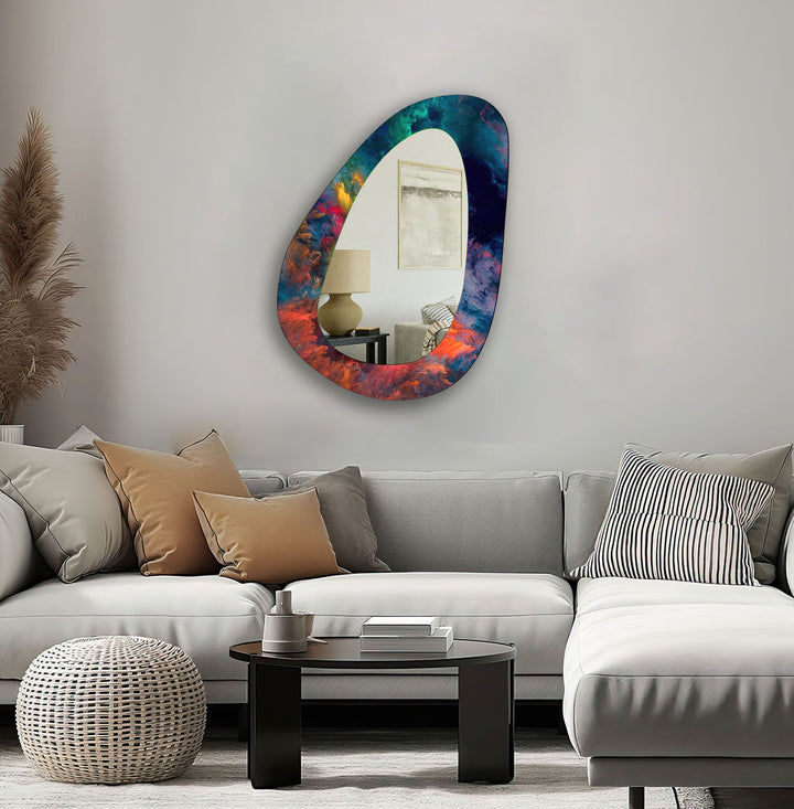 Elegant Blue Abstract Decorative Wall Mirror