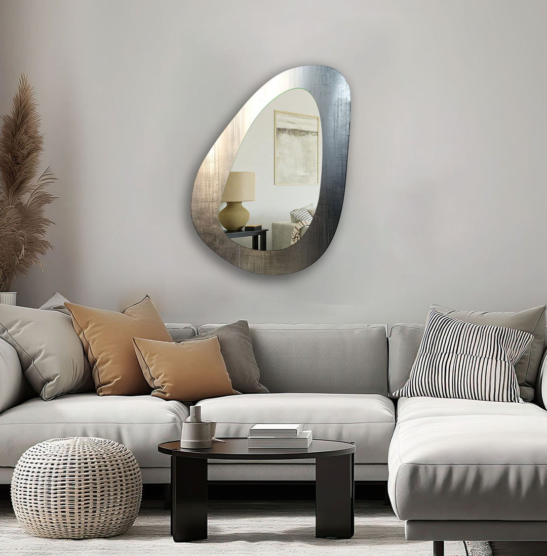 Irregular Shape Silver Modern Wall Mirror