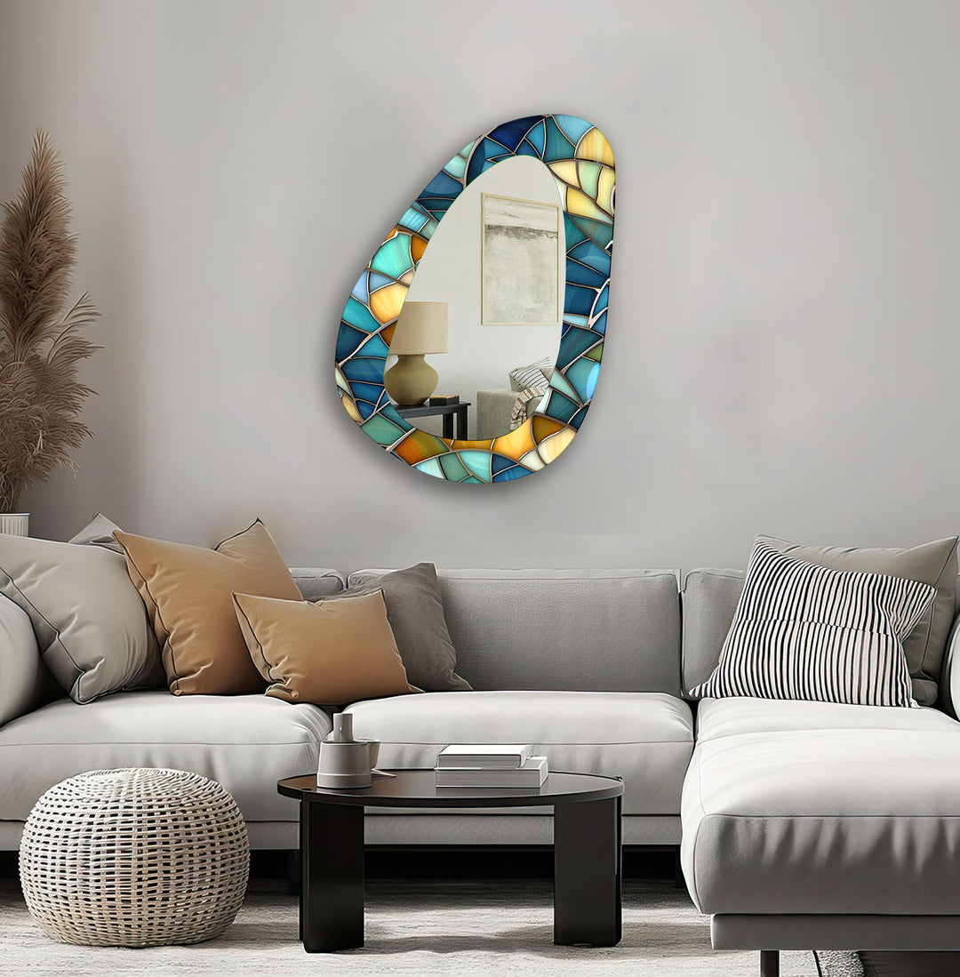 Blue Modern Wall Mirror