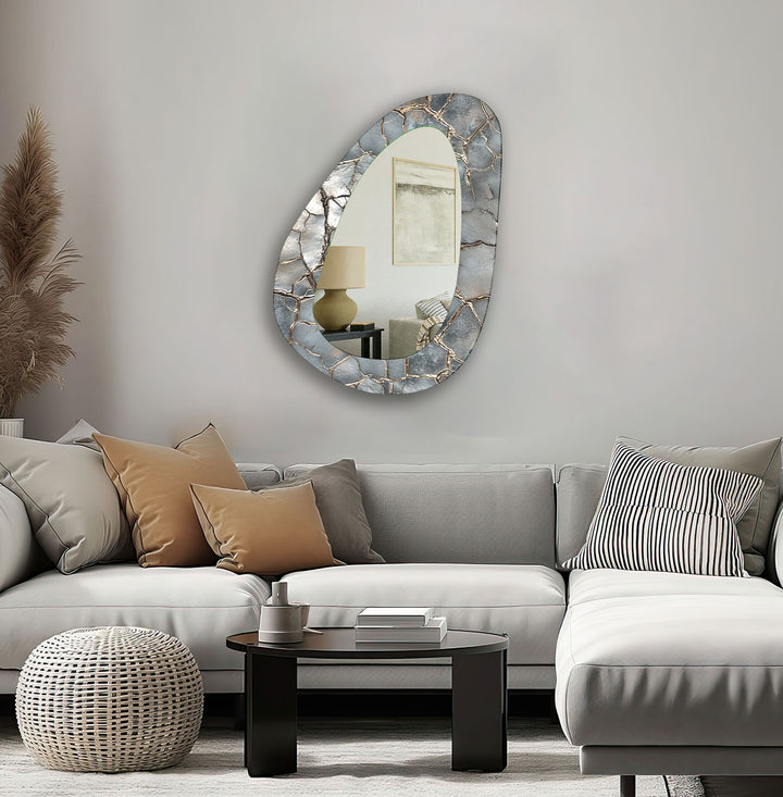 Elegant Silver Abstract Wall Mirror