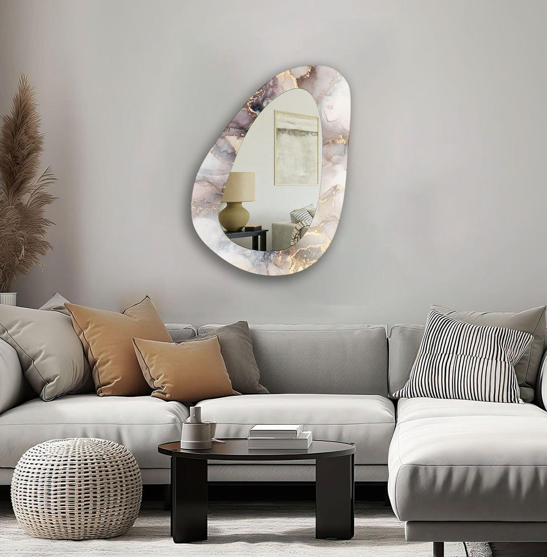 Brown And White  Marble Wall Mirror