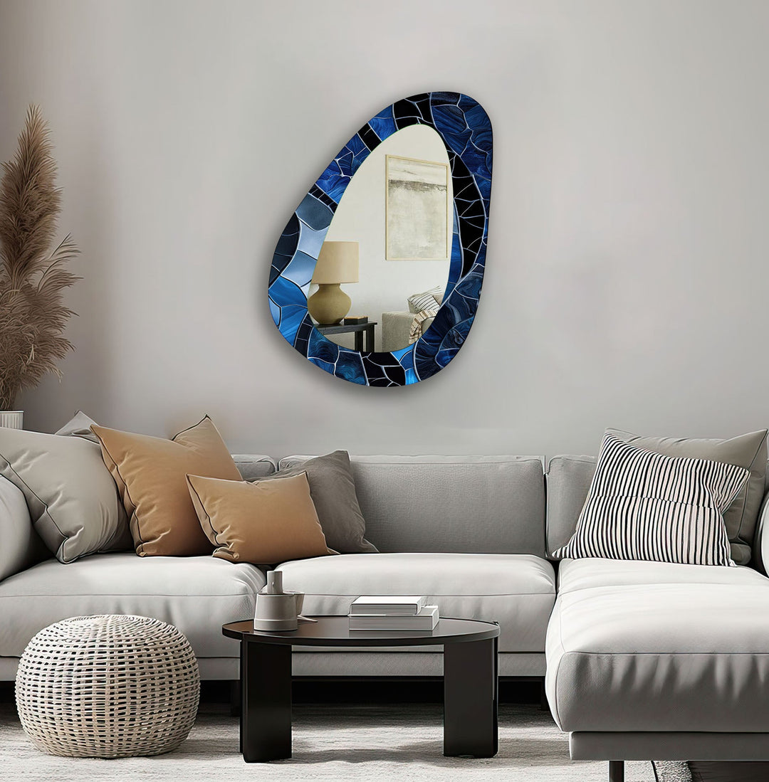 Blue & Black Mosaic Wall Mirror