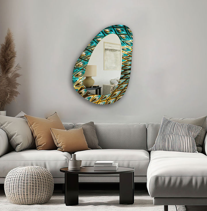 Decorative Irregular Green Stained Wall Mirror