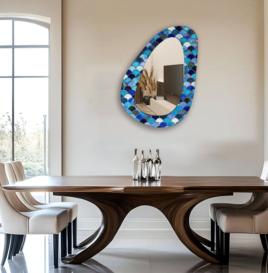 Large Blue Mosaic Wall Mirror