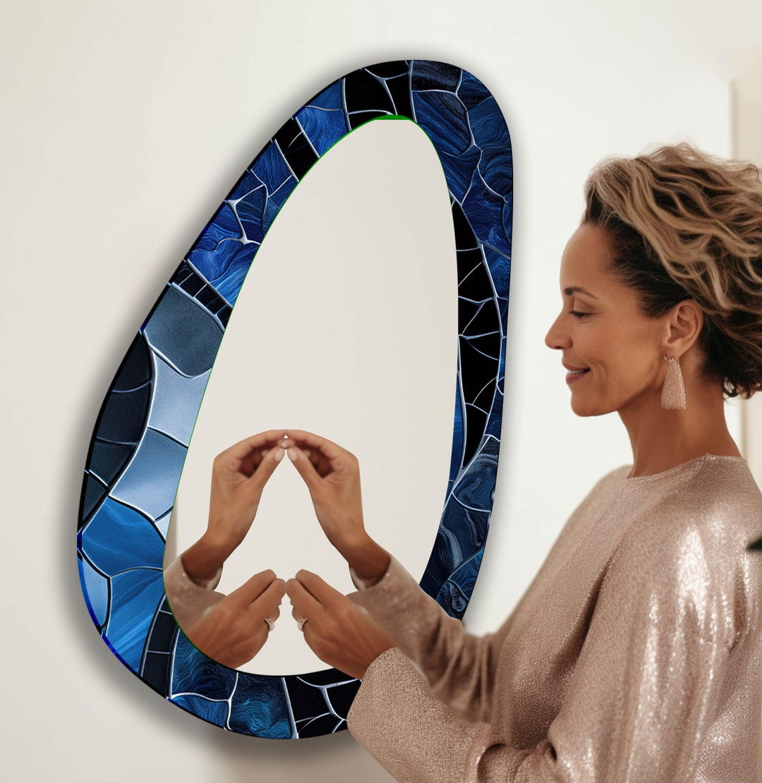 Blue & Black Mosaic Wall Mirror