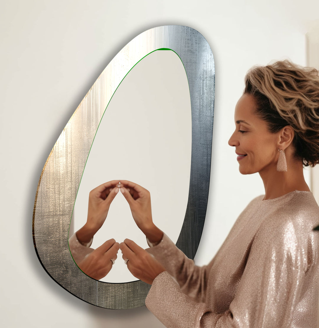 Irregular Shape Silver Modern Wall Mirror