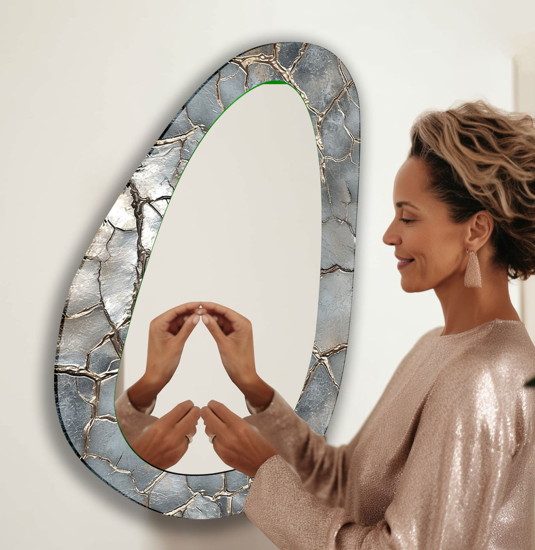 Elegant Silver Abstract Wall Mirror