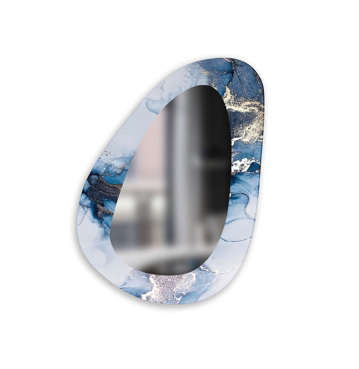 White And Blue  Marble Entryway Wall Mirror