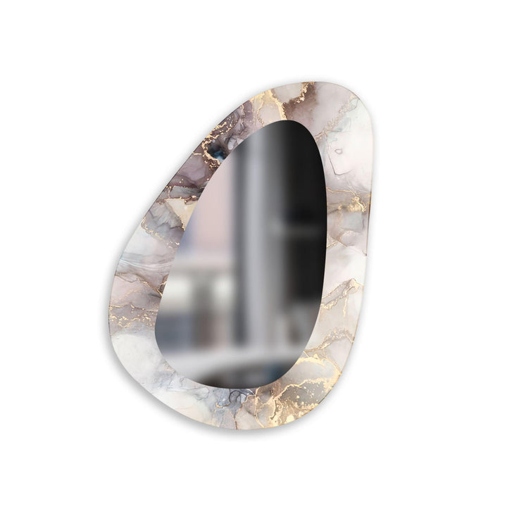 Brown And White  Marble Wall Mirror