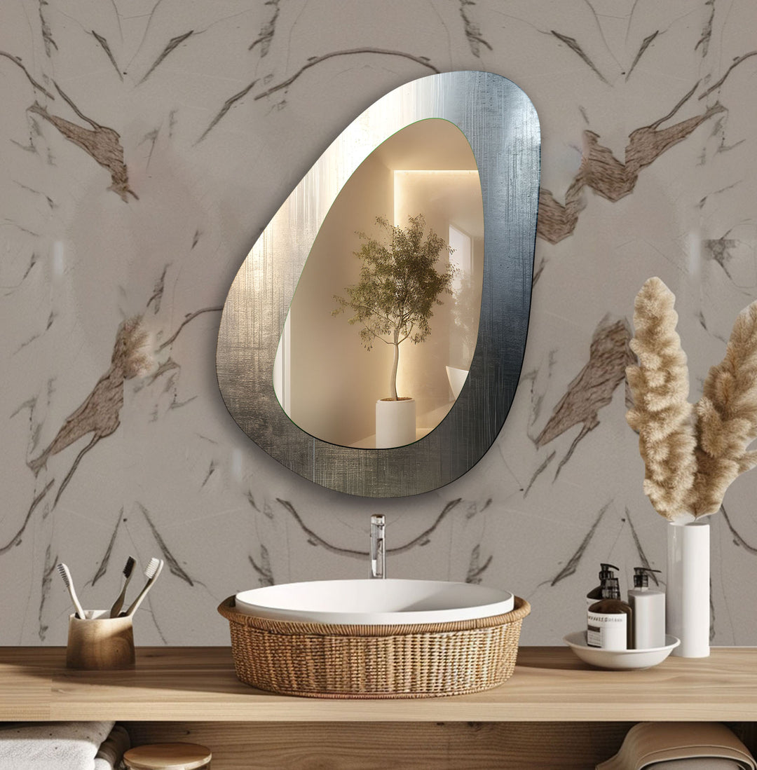 Irregular Shape Silver Modern Wall Mirror