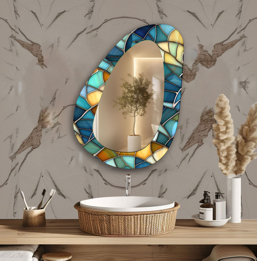 Blue Modern Wall Mirror