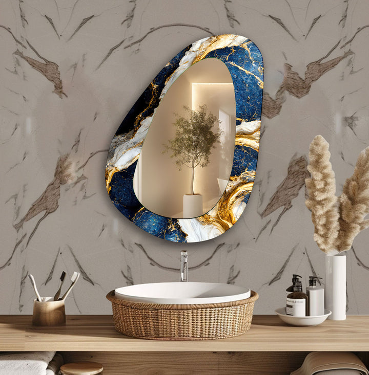 Gold Marble Entryway Wall Mirror