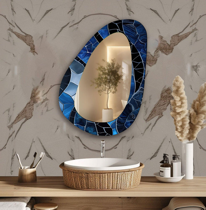 Blue & Black Mosaic Wall Mirror