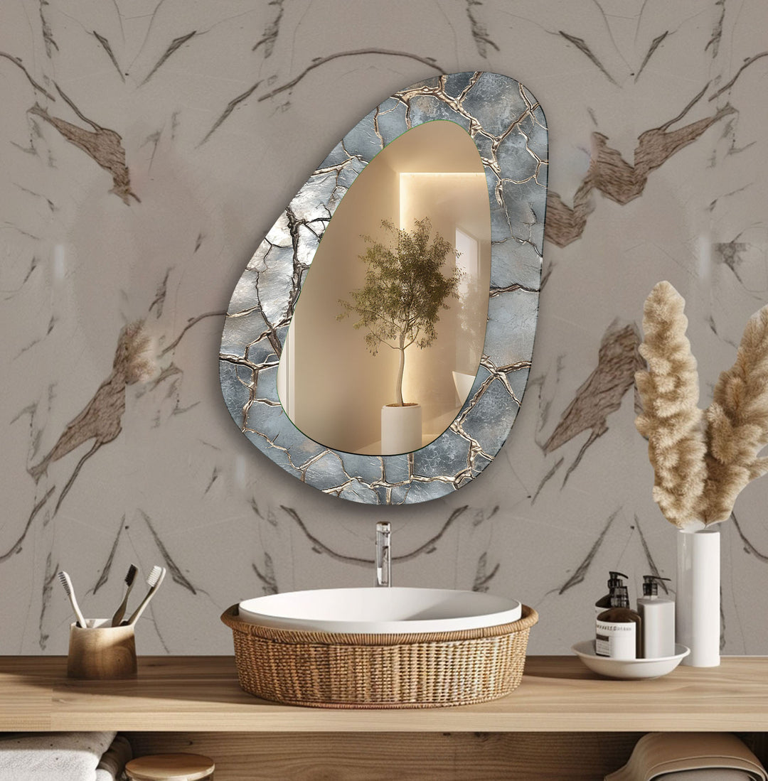 Elegant Silver Abstract Wall Mirror