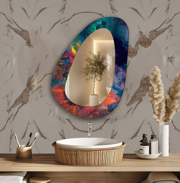 Elegant Blue Abstract Decorative Wall Mirror