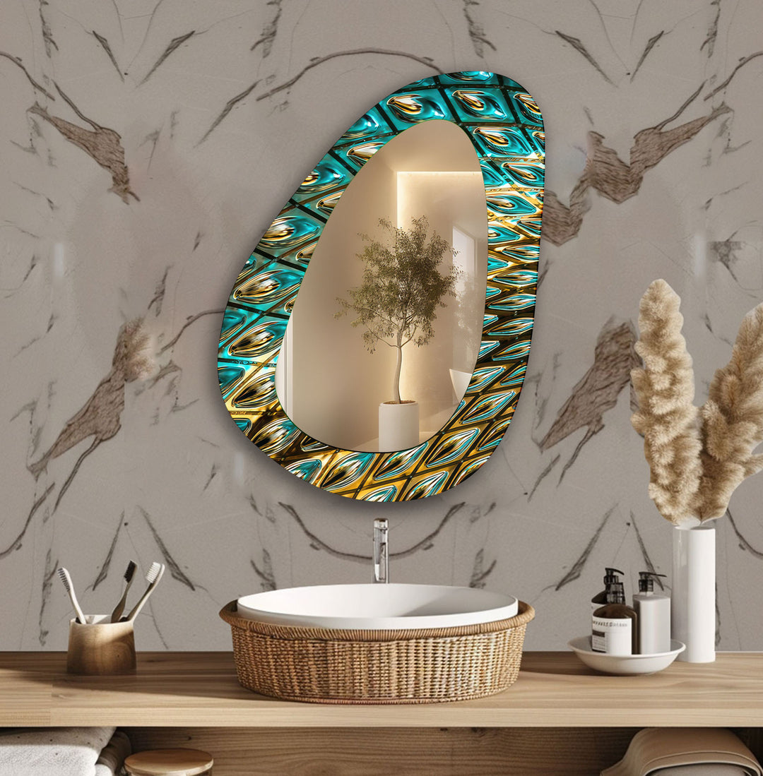 Decorative Irregular Green Stained Wall Mirror