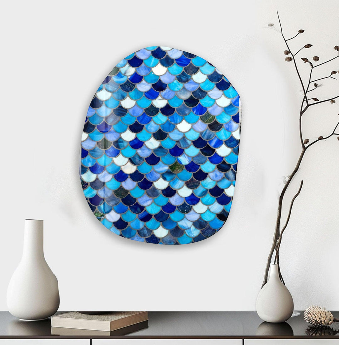 Stained Blue Aesthetic Glass Wall Art, print picture on glass, Tempered Glass Wall Art
