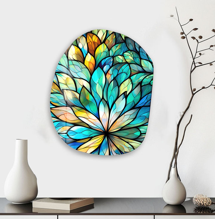 Floral Stained Print Glass Wall Art, glass photo prints, glass picture prints
