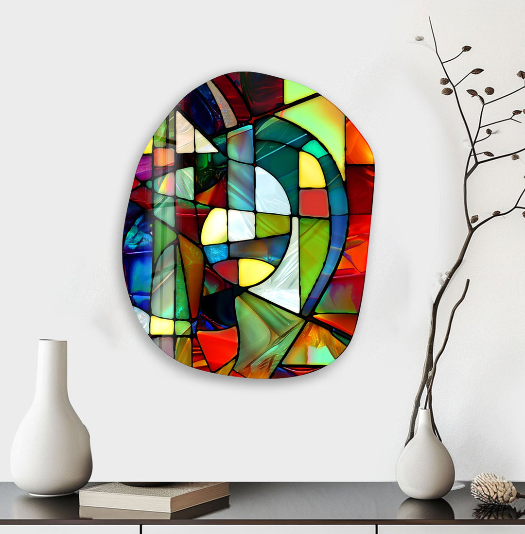 Colorful Stained Pattern Glass Wall Art, photo print on glass, prints on glass wall art
