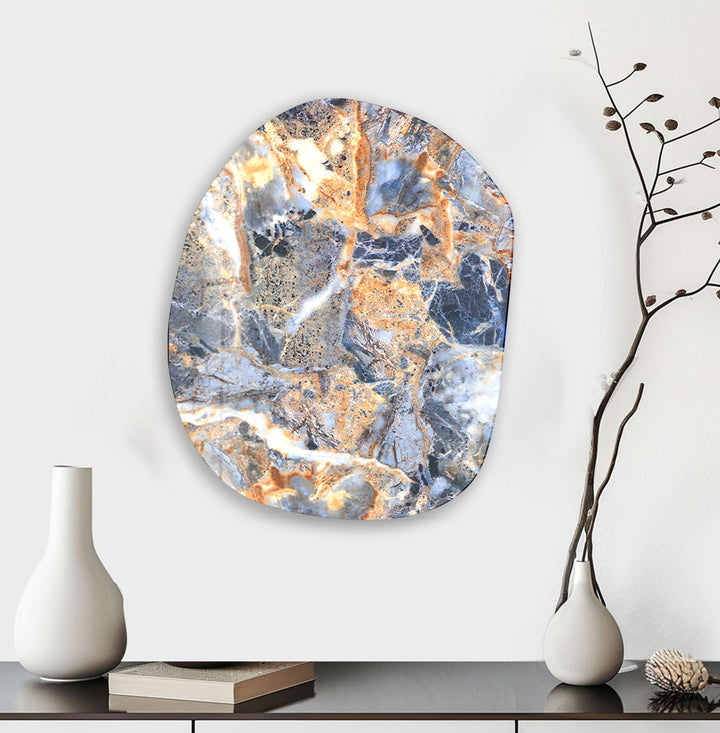 Blue Marble Printing Oval Glass Wall Art, glass image printing, glass prints from photos
