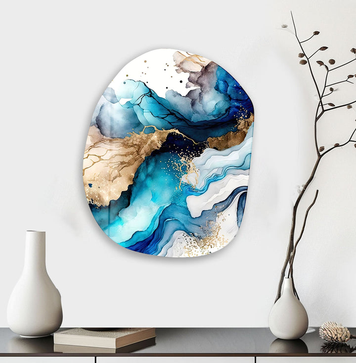 Vivid Golden Watercolor Glass Wall Art, glass image printing, glass prints from photos
