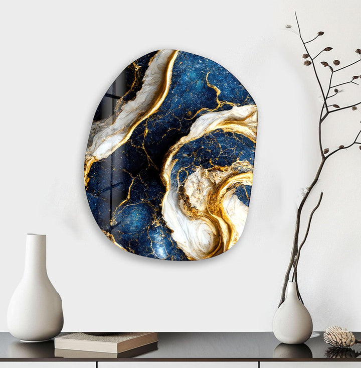 Navy Marble Decorative Glass Wall Art, art glass wall art, glass wall art pictures
