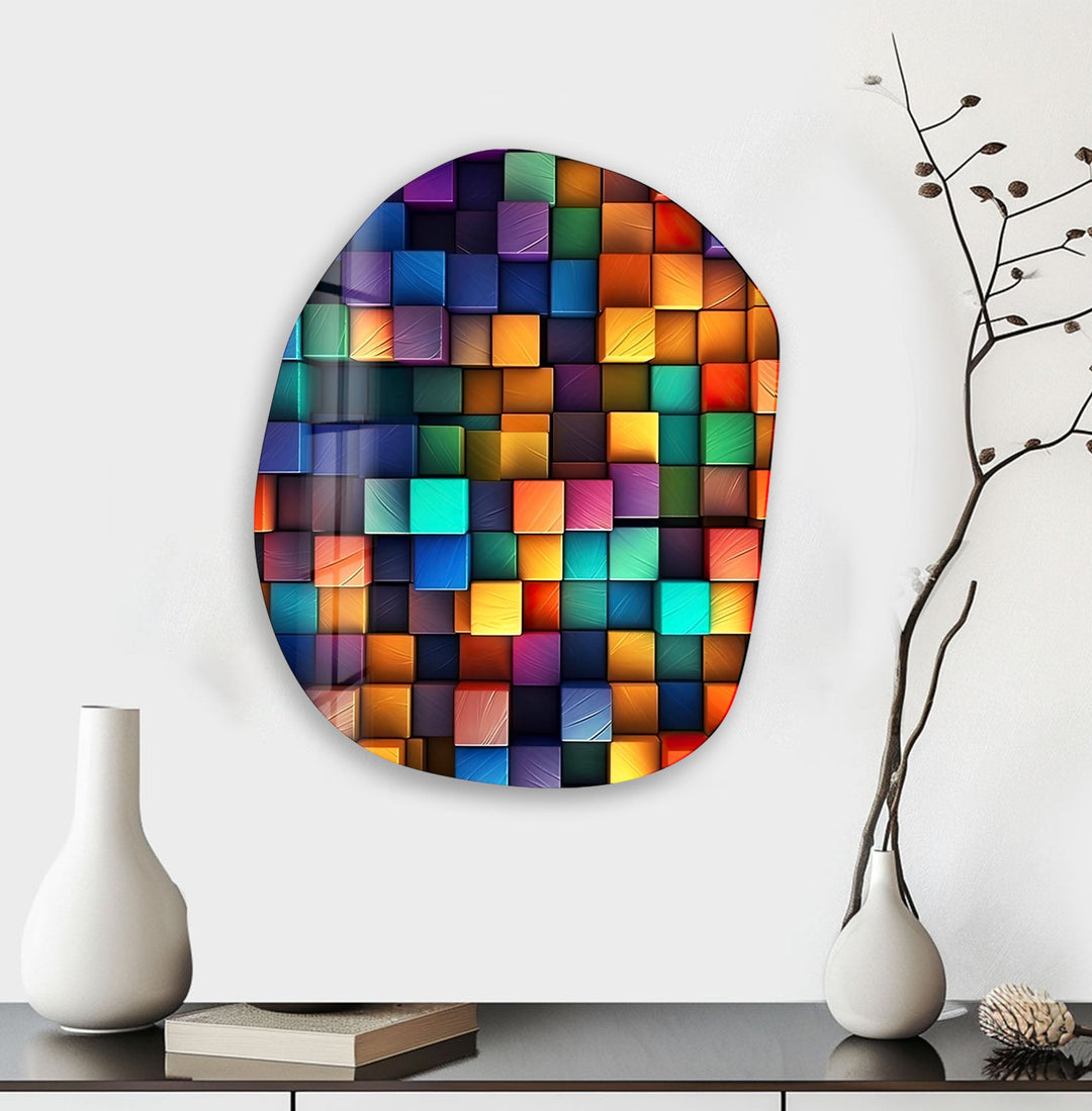 Colorful Modern Decorative Oval Glass Wall Art, glass pictures for Wall, glass prints wall art
