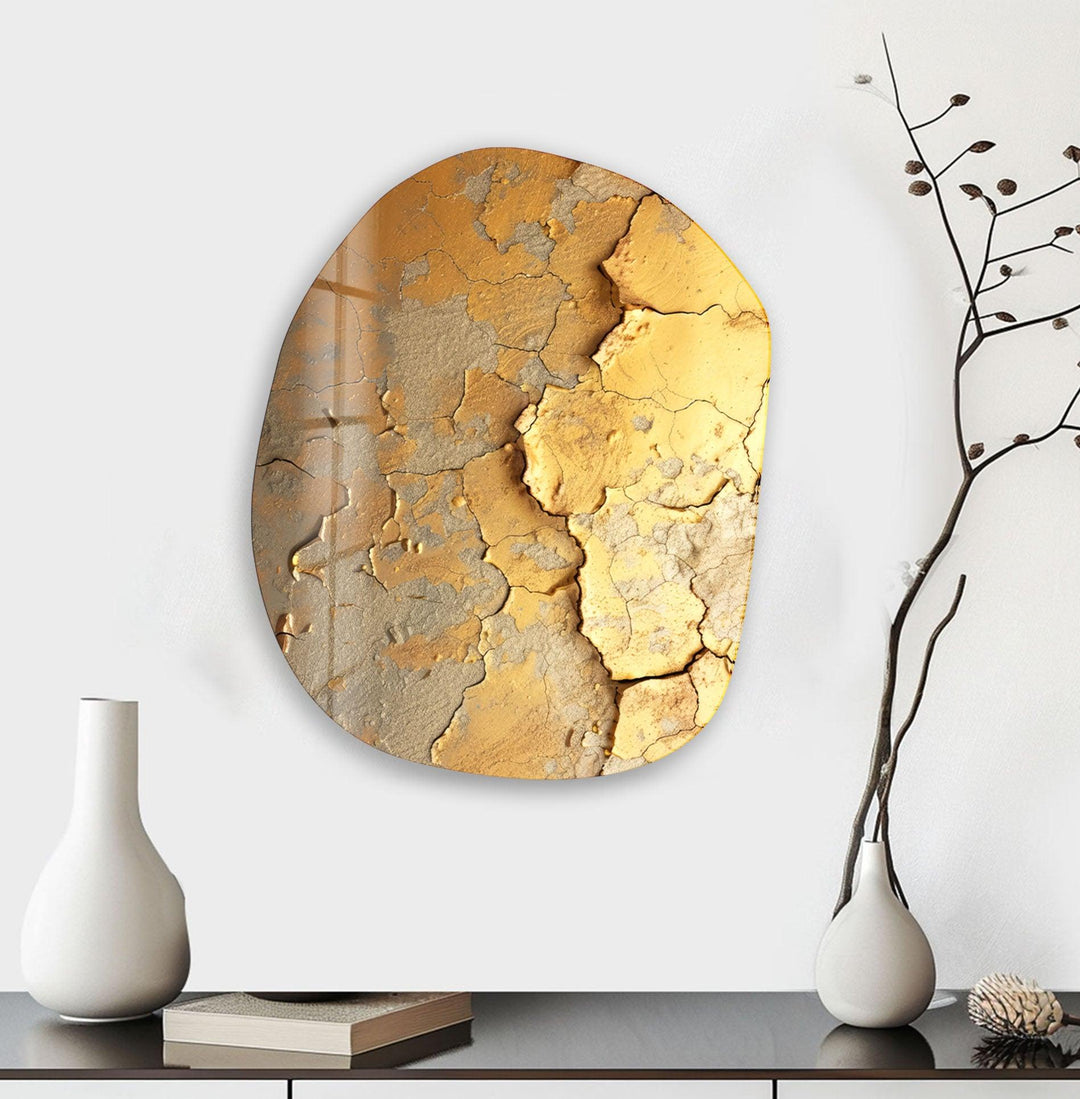 Modern Gold Abstarct Glass Wall Art, print picture on glass, Tempered Glass Wall Art
