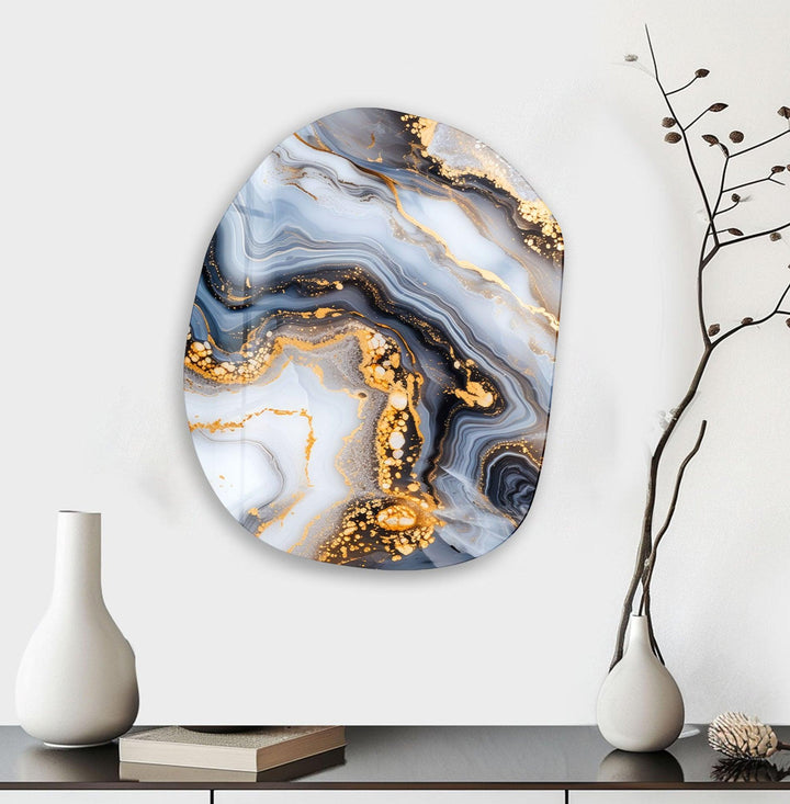 Elegant Marble Decorative Glass Wall Art, glass art painting, glass art for the Wall
