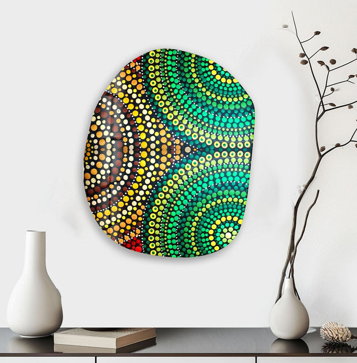 Green Mosaic Print Oval Glass Wall Art, Glass Printing Wall Art, Print photos on glass
