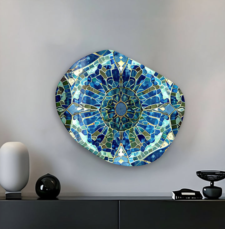 Blue Stained Printing Glass Wall Art, glass photo prints, glass picture prints
