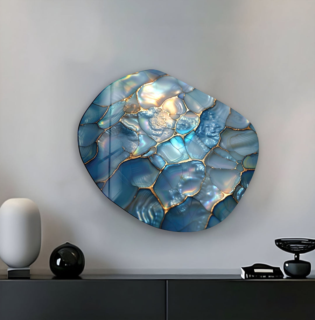 Sparkly Blue Abstract Glass Wall Art, art glass wall art, glass wall art pictures
