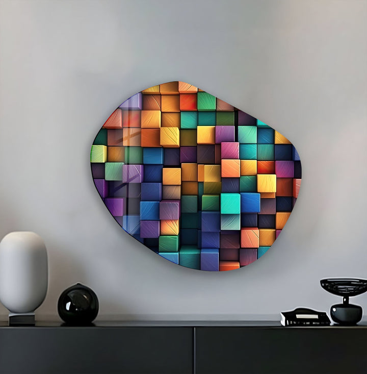 Colorful Modern Decorative Oval Glass Wall Art, print on glass, glass printed photos
