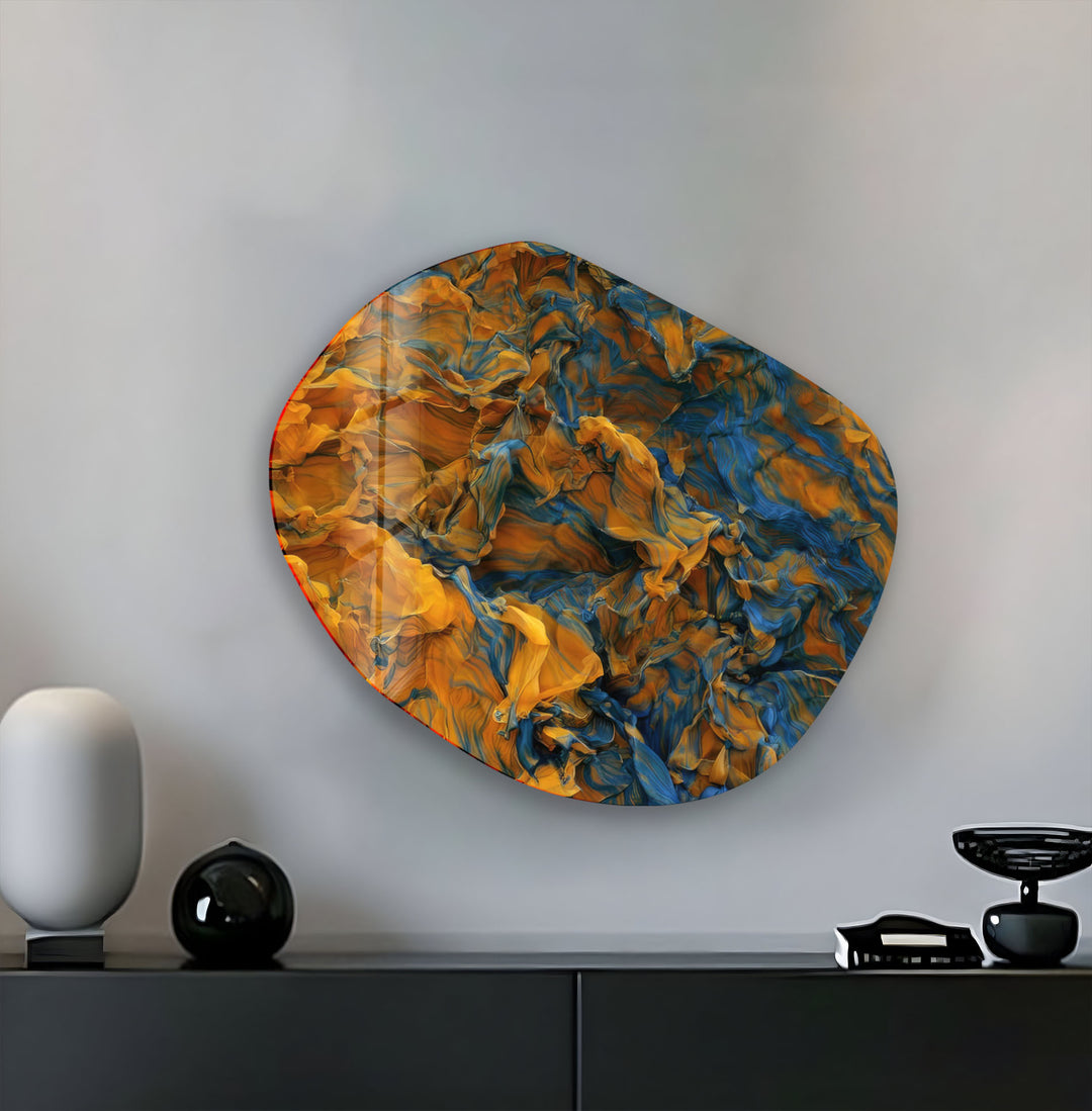 Abstract With Orange Color Glass Wall Art, print on glass, glass printed photos
